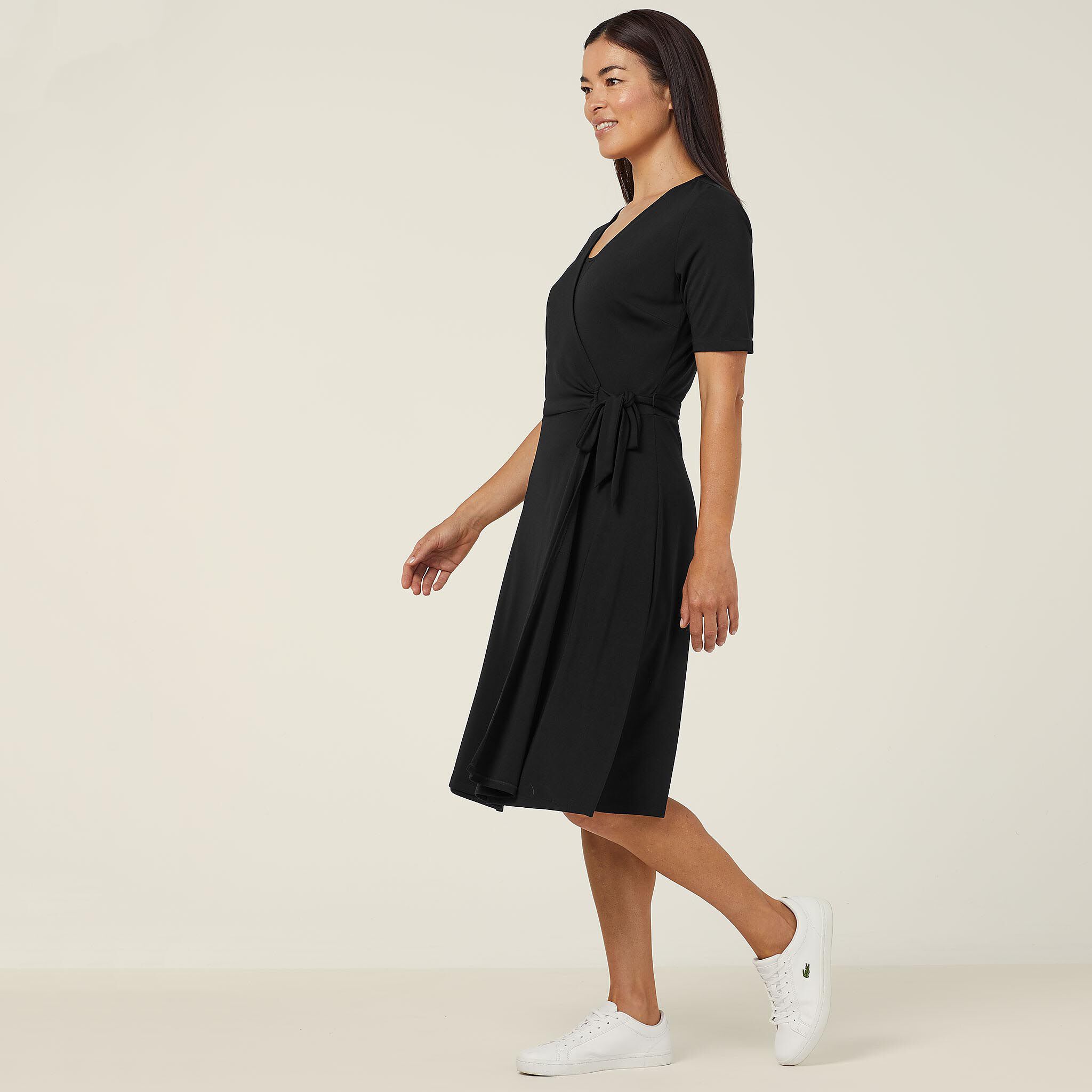Jersey Wrap Dress, black | NNT Uniforms